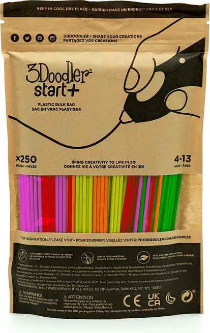Filament 3Doodler Start+, 250 copë, 2.5 mm, Neon Glow