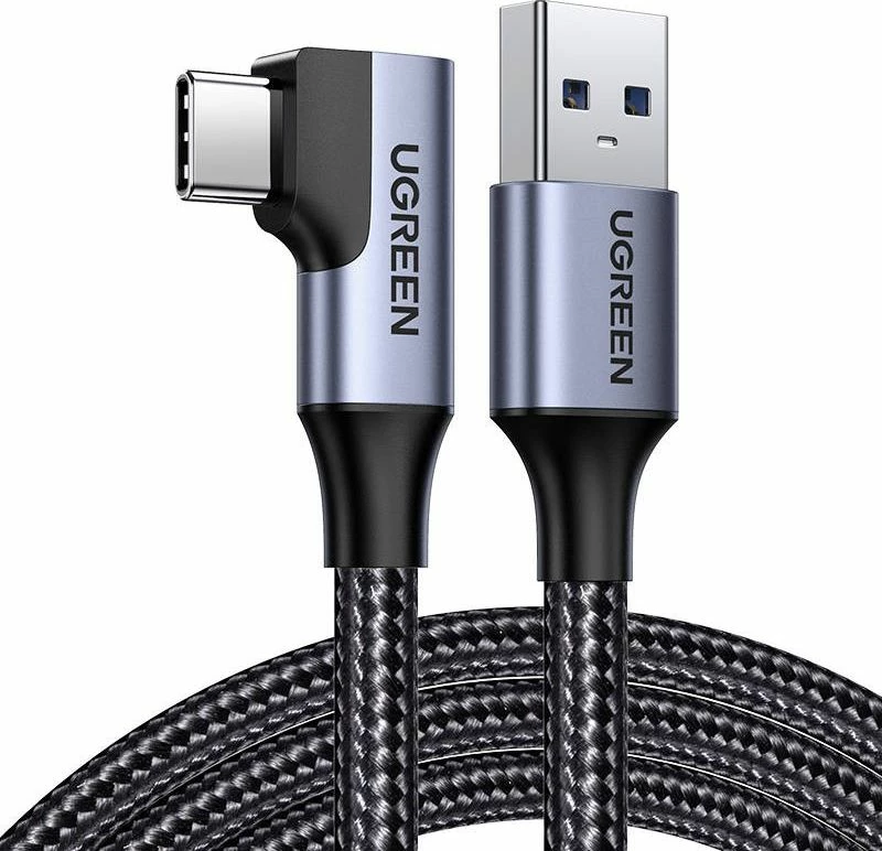 Kabllo USB-A në USB-C Ugreen US385 1m USB 3.0 90° 3A e zezë