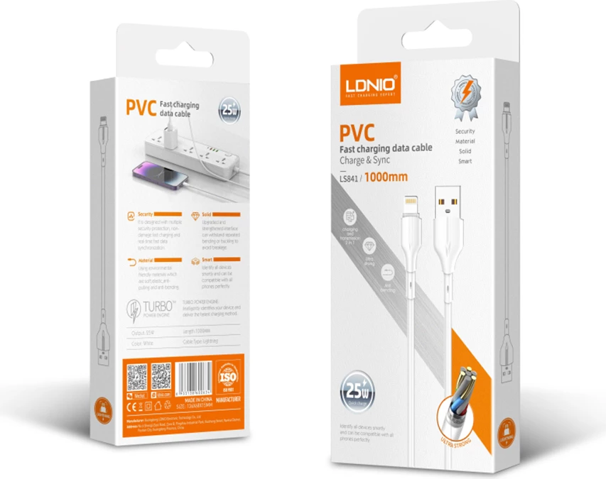 Kabllo karikimi dhe data LDNIO LS841_M Micro USB 1 m 25 W, e bardhë