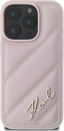 Mbështjellës Karl Lagerfeld Quilted Signature për iPhone 16 Pro, Rozë