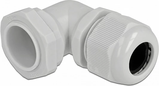 Glandë kablli DeLOCK PG21, 90°, IP68, për kabllo 13–18 mm, gri