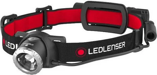 Fener koke Ledlenser H8R, 600 lm, rikarikues USB, IPX4, 3400 mAh, zi/kuqe