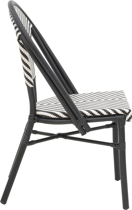 Karrige Uarmin e grumbullueshme, alumini e zezë dhe tekstilene bardhë e zi, 46x57x85cm