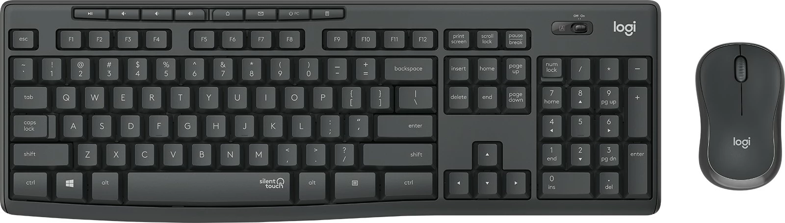 Set tastierë dhe maus Logitech MK295 Silent Wireless, QWERTY, Graphite