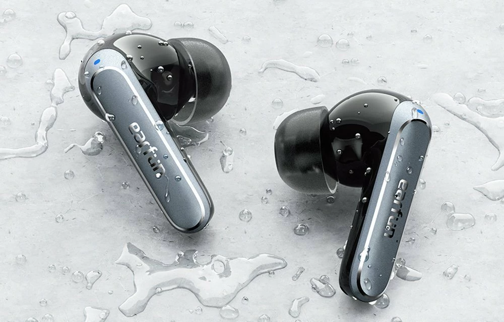 Kufje EarFun Air2 (TW210B) TWS Bluetooth 5.3, LDAC/Hi-Res, IPX7, zezë, set me kuti karikimi