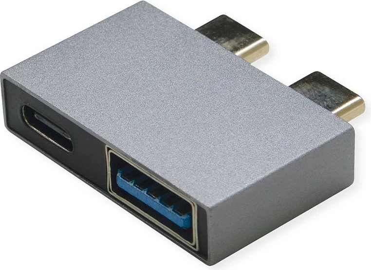 Adapter USB-C ROLINE 12.03.2946, 2x USB-C në 1x USB-A + 1x USB-C, 10 Gbit/s, argjendtë
