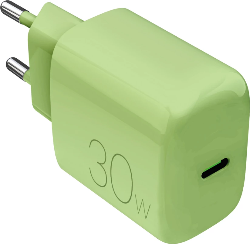 Karikues muri Puro Pro Lite 30W USB-C, PD, prizë EU, 1 port, pa kabllo, i gjelbër