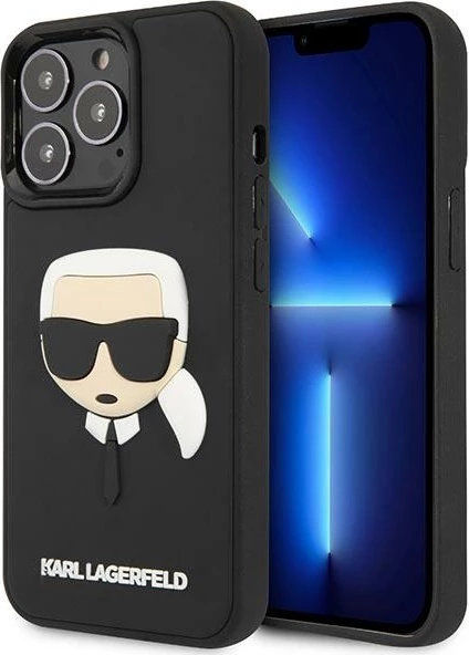 Mbështjellës, Karl Lagerfeld, KLHCP14LKH3DBK, për iPhone 14 Pro 6.1", hardcase TPU/PC me 3D Rubber Karl’s Head, ngjyrë e zezë
