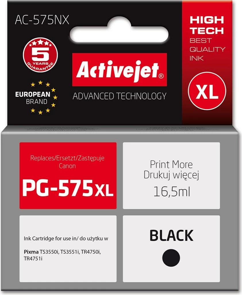 Toner Activejet AC-575NX për Canon PG-575XL, 16.5 ml, e zezë