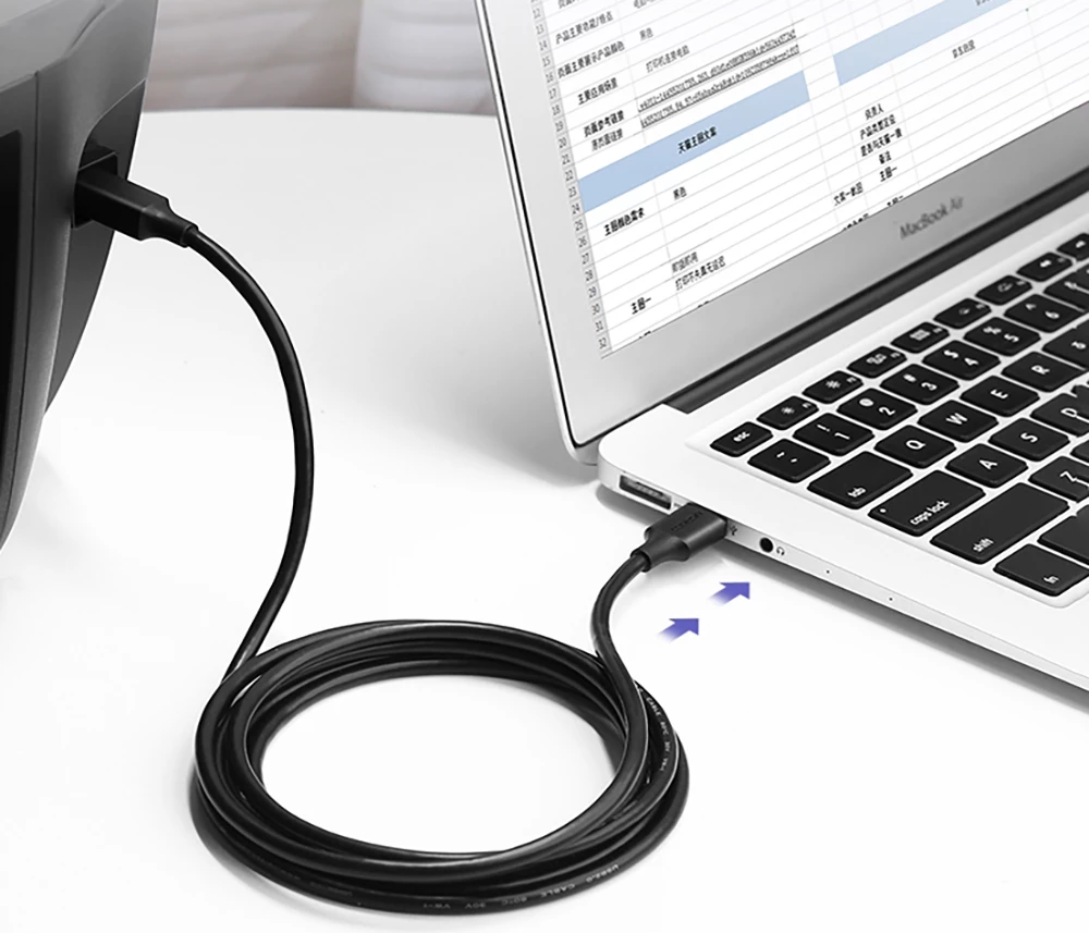 Kabllo printeri Ugreen USB-B në USB-A, 1m, e zezë