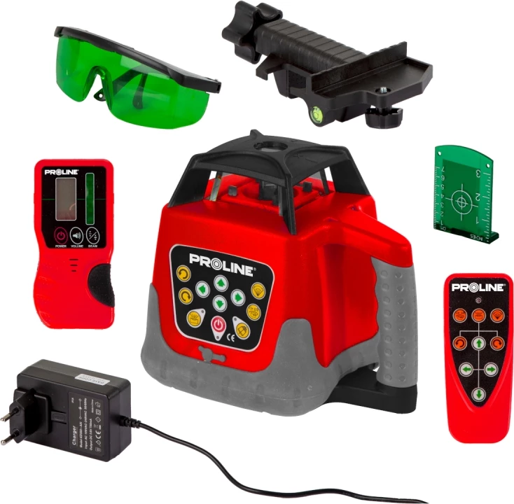 Laser rrotullues PROLINE 15162, rreze e gjelbër deri 500 m, bateri Li-Ion 3500 mAh, set me aksesorë