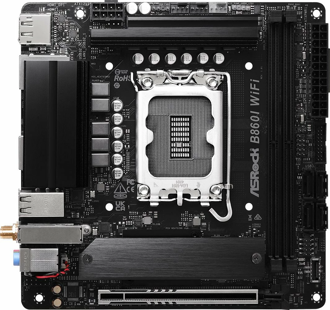 Pllakë amë ASRock B860I WiFi Mini-ITX, e zezë, me 2 antena WiFi