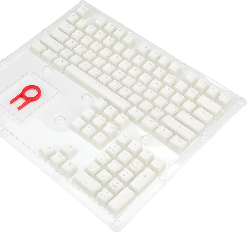 Set kapakë taste Redragon Scarab A130, 104 copë, double-shot PBT, pudding transparent, ANSI, profil OEM/Cherry, e bardhë