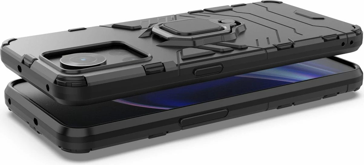 Mbështjellës Hurtel Ring Armor për OnePlus Ace, me dorezë magnetike, i zi