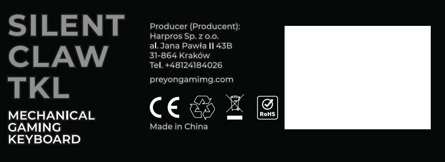 Tastierë mekanike PREYON Silent Claw TKL PSCTR85B, Gateron Red Pro, RGB, tri-mode USB/Bluetooth/2.4GHz, US layout, e zezë