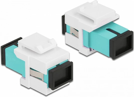 Modul Keystone DeLOCK SC Simplex femër në SC Simplex femër, flat, aqua/bardhë
