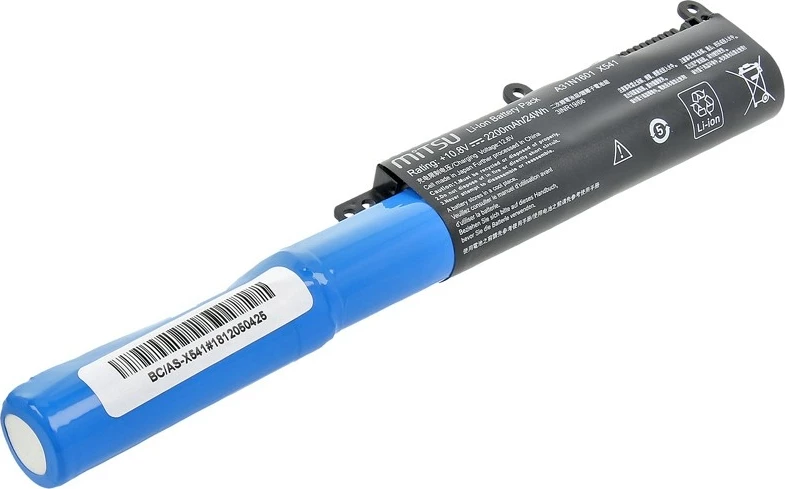 Bateri laptop Mitsu BC/AS-X541 për Asus VivoBook, 2200 mAh, 10.8-11.1V, 3 qeliza, Zi/Blu