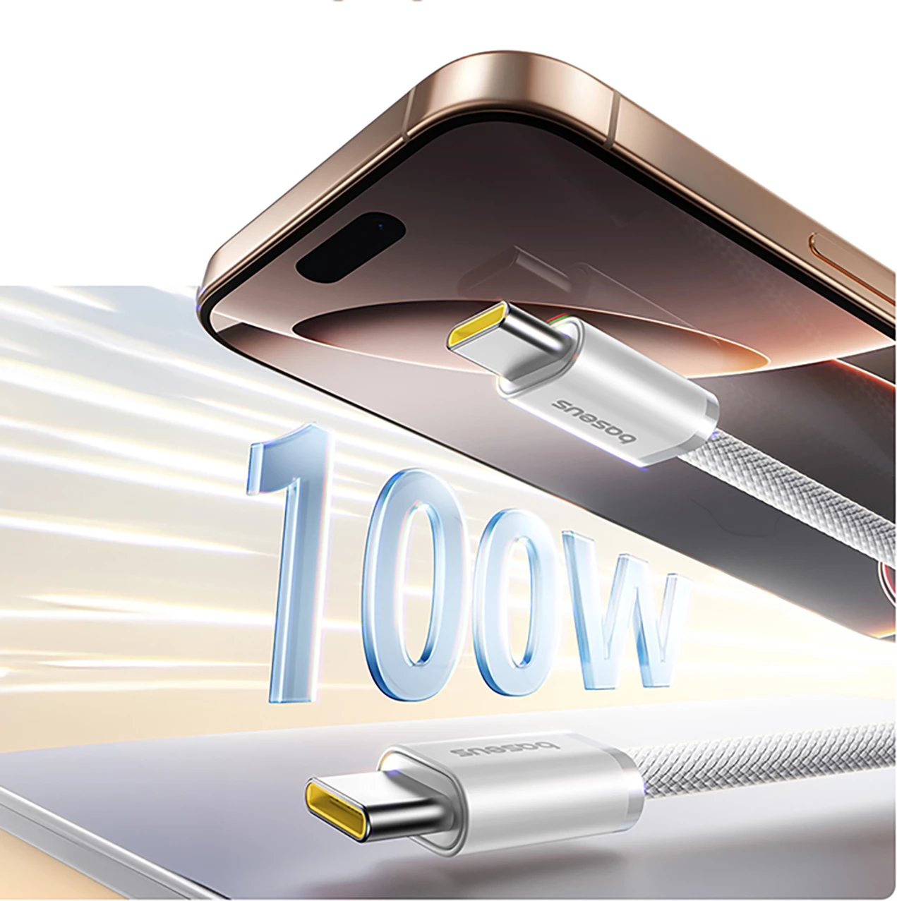 Kabllo USB-C në USB-C Baseus Dynamic 4 Pro, 1m, 100W, E bardhë