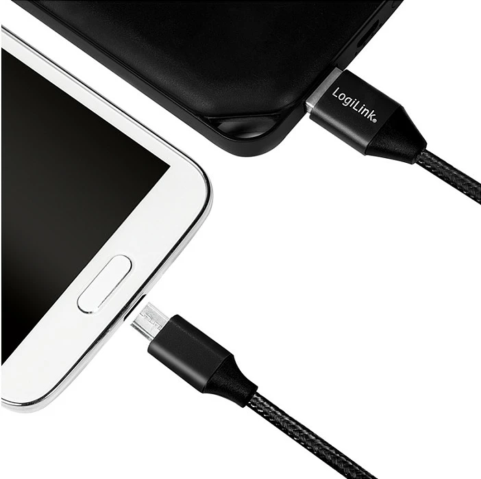 Kabllo USB LogiLink USB 2.0 në Micro-USB, 0.3m, e zezë