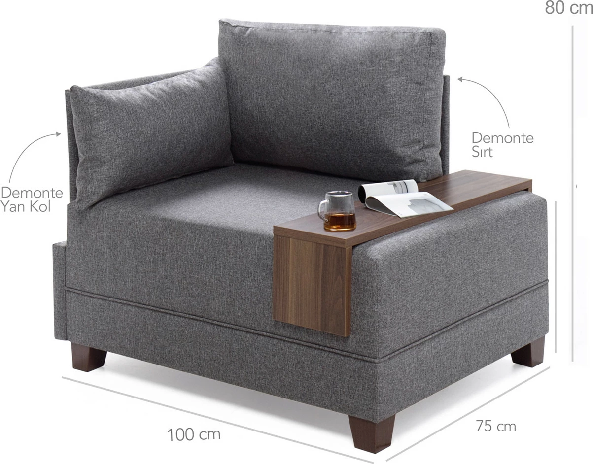 Karrige një vendëshe Fly Left, ngjyrë e kaltër e çelët, Atelier del Sofa