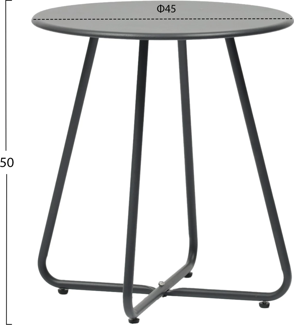 Tavolinë anësore rrethore SAMMON FH6271.01 metalike, ngjyrë gri, Φ45x50Hcm