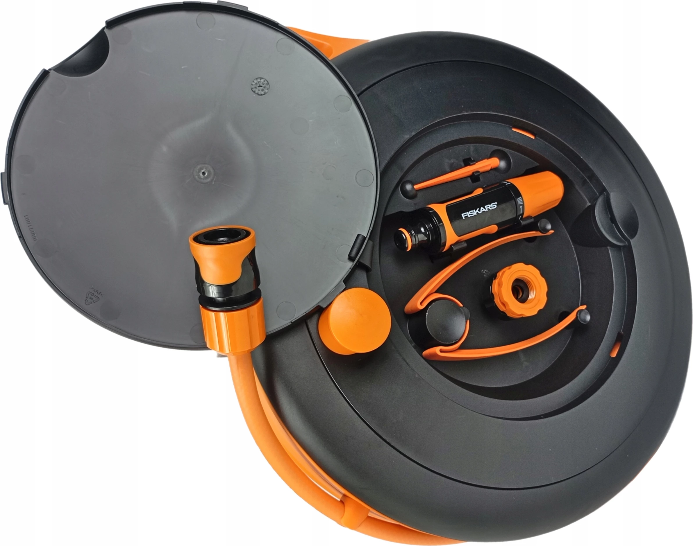 Rrotë rrotulluese uji Fiskars, me 15 zorrë, S, zezë/ portokalli