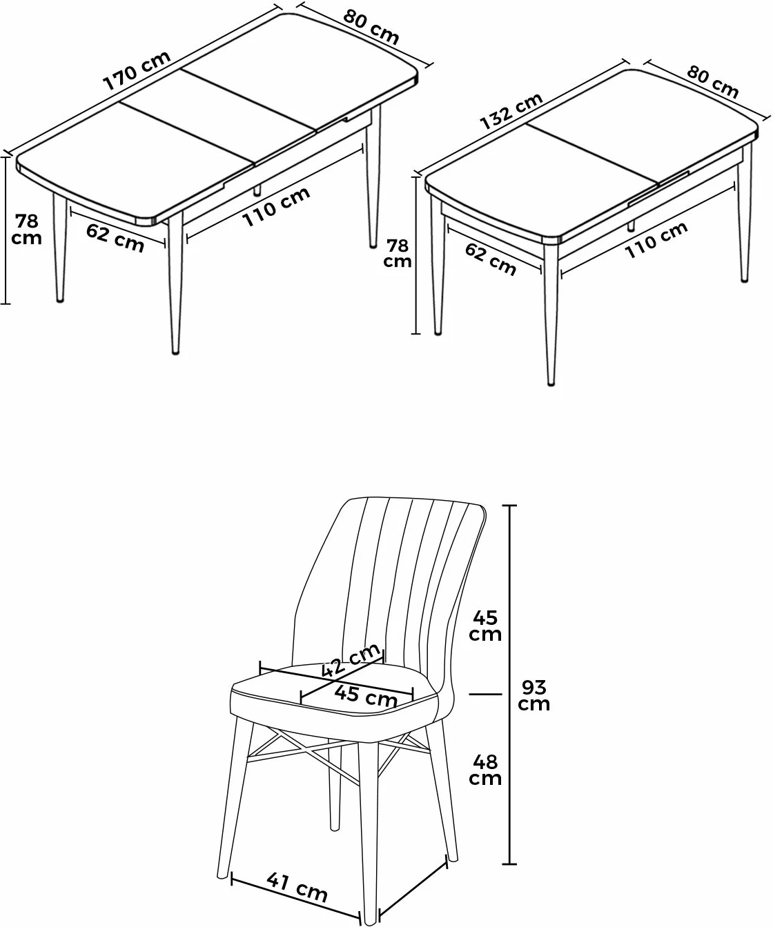 Tavolinë me karrige, zgjatshme, 7 copë, Skye Decor, Barok, kaki