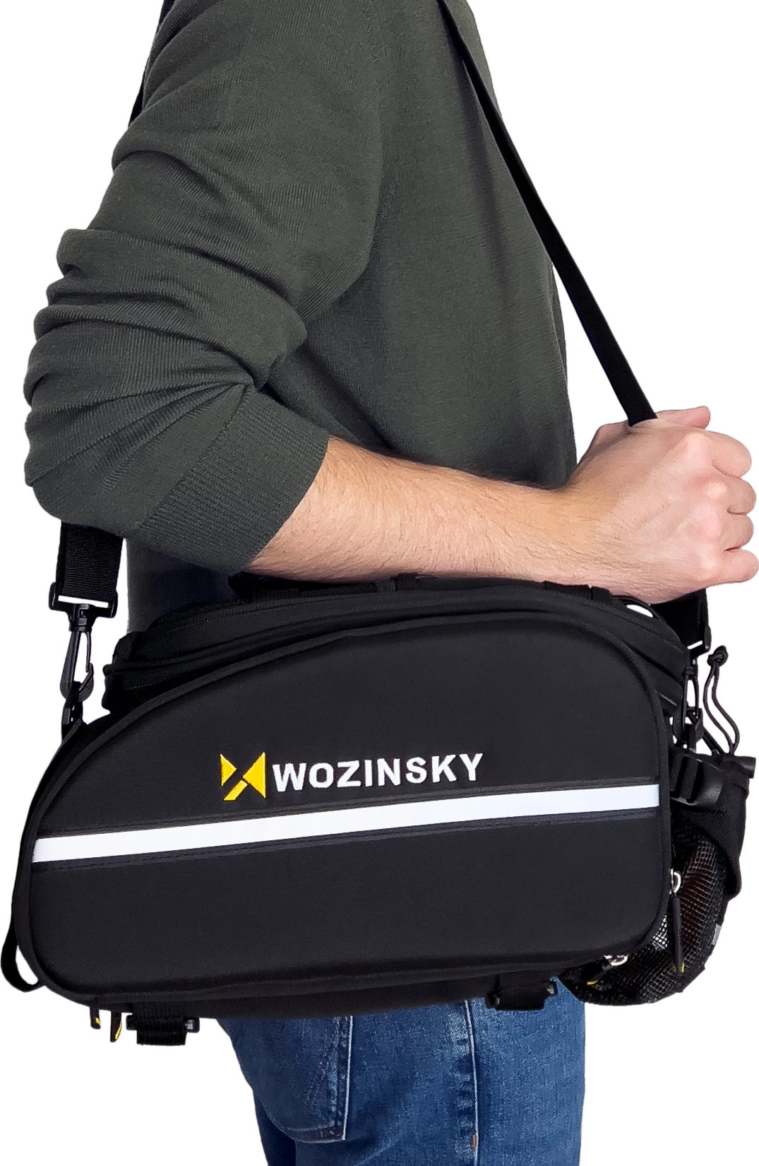 Çantë biçiklete Wozinsky WBB19BK, 35L, me mbulesë shiu, e zezë