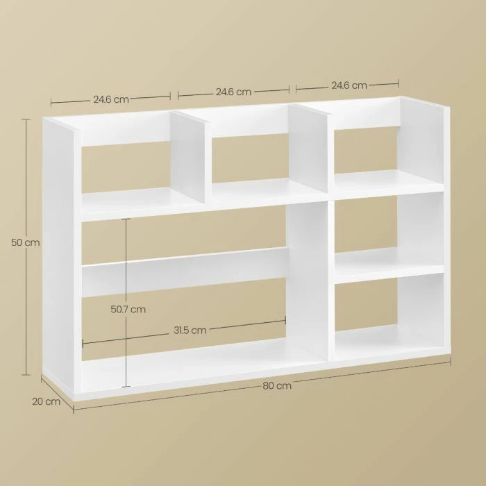 Raft tavoline VASAGLE LBC815W14, 6 rafte, 80×20×50 cm, i bardhë