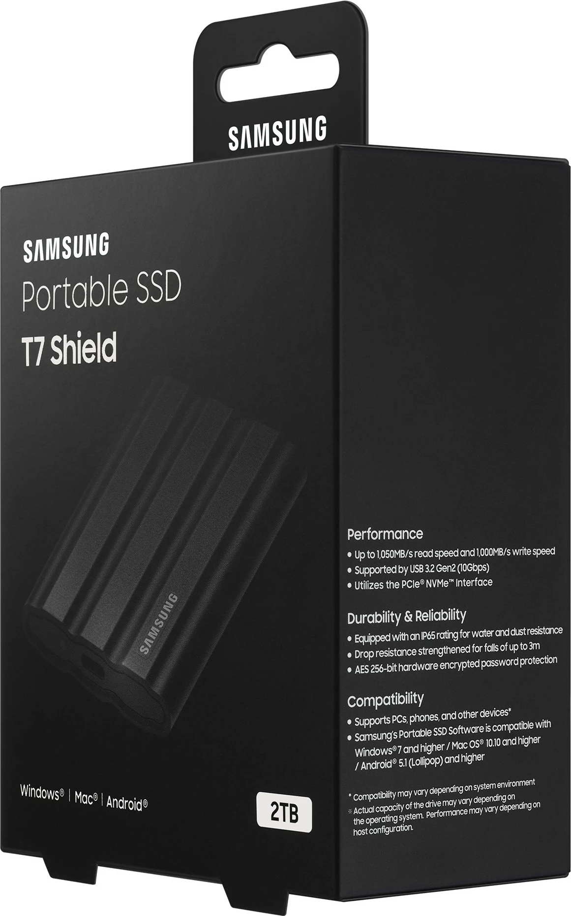 SSD ekstern Samsung MU-PE2T0S, 2 TB, USB Type-C, i zi