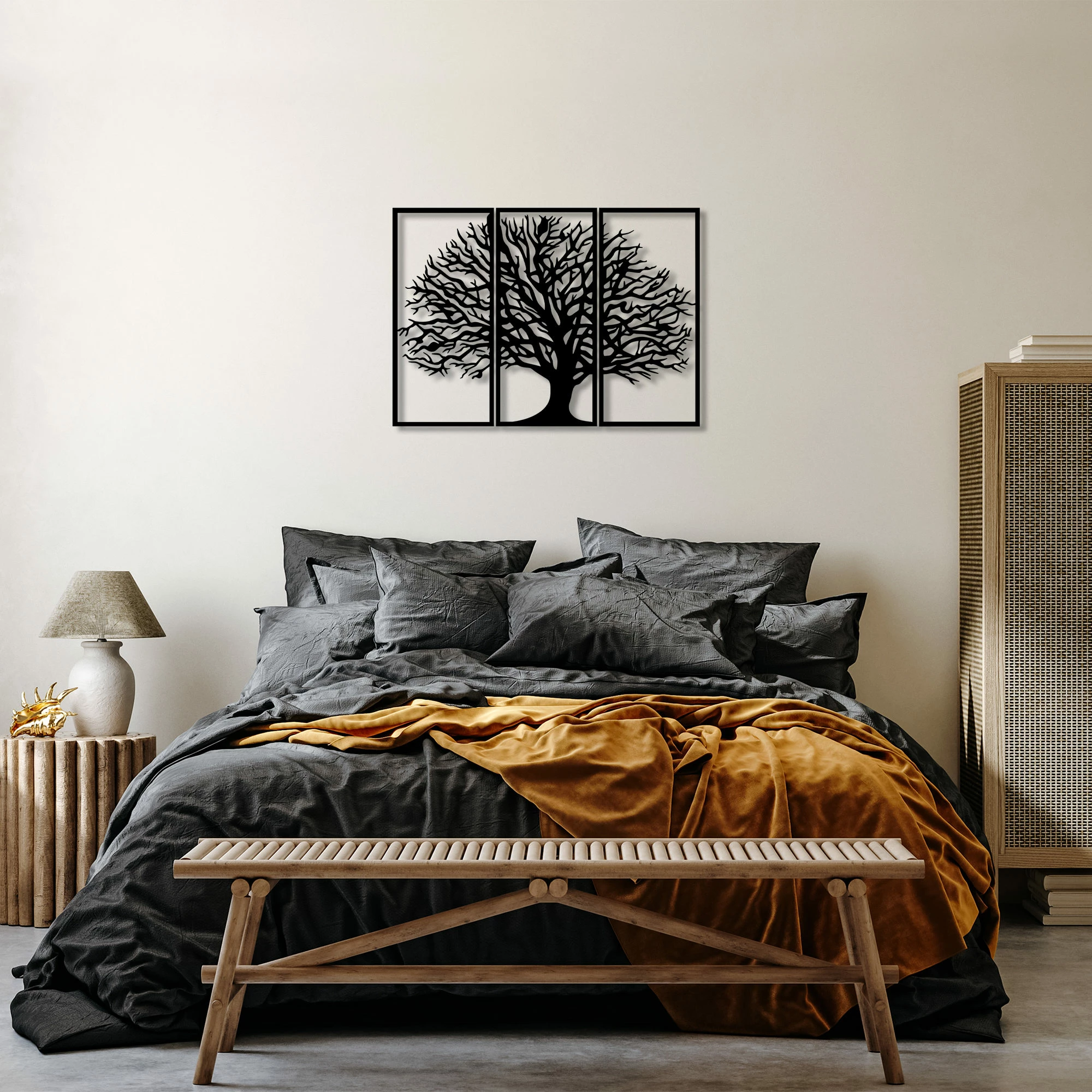 Aksesor dekorativ metalik për mur, pemë monumentale, Wallity - 308