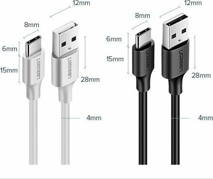 Kablë USB-A në USB-C Ugreen 54452 3 m 3A USB 2.0, e zezë
