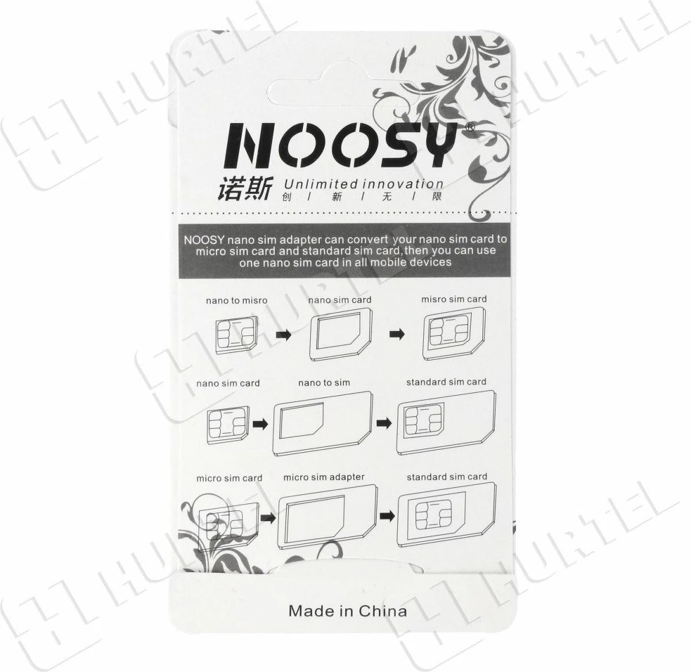 Set adapterësh SIM Hurtel Noosy 3in1 me çelës, Bardhë