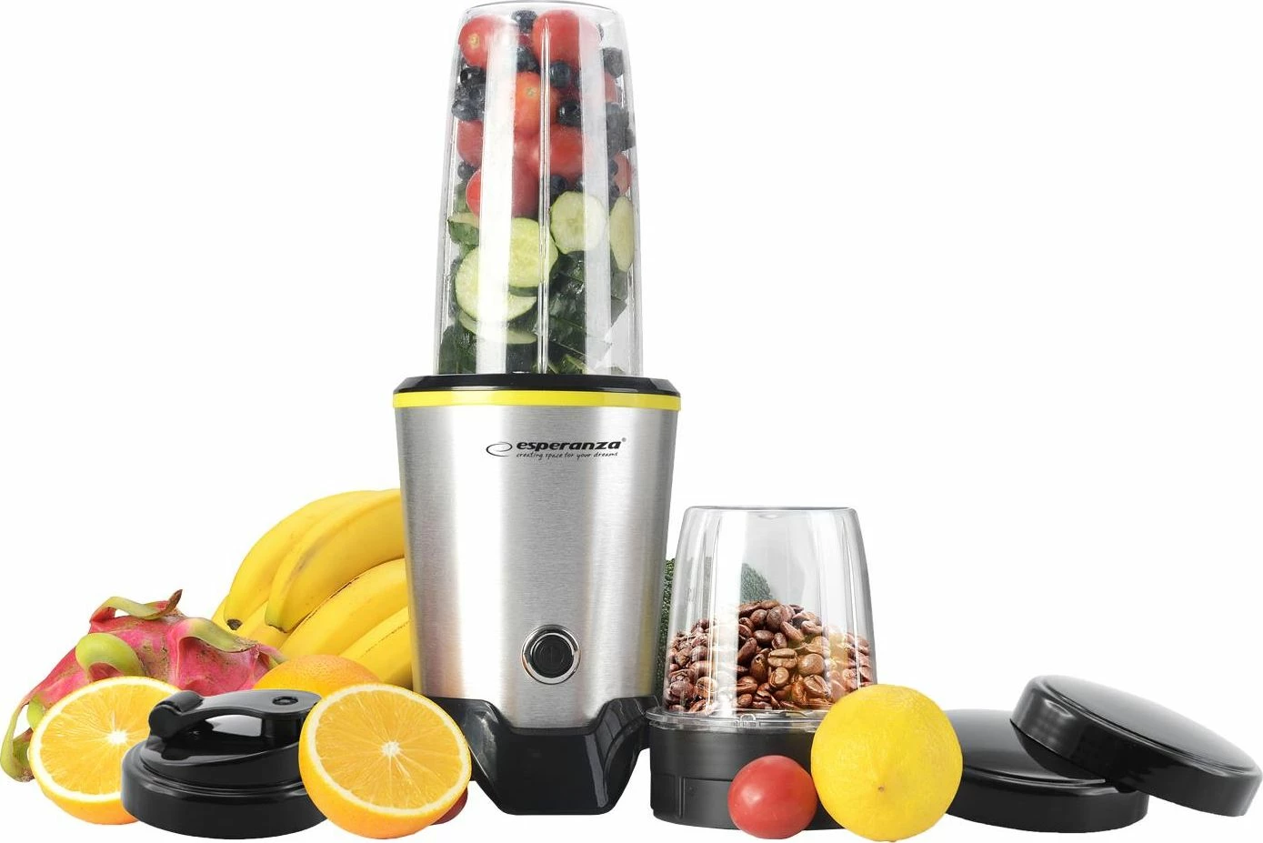 Blender Esperanza EKM028, 1000W, 1L, zi/argjendtë, set me 2 gota