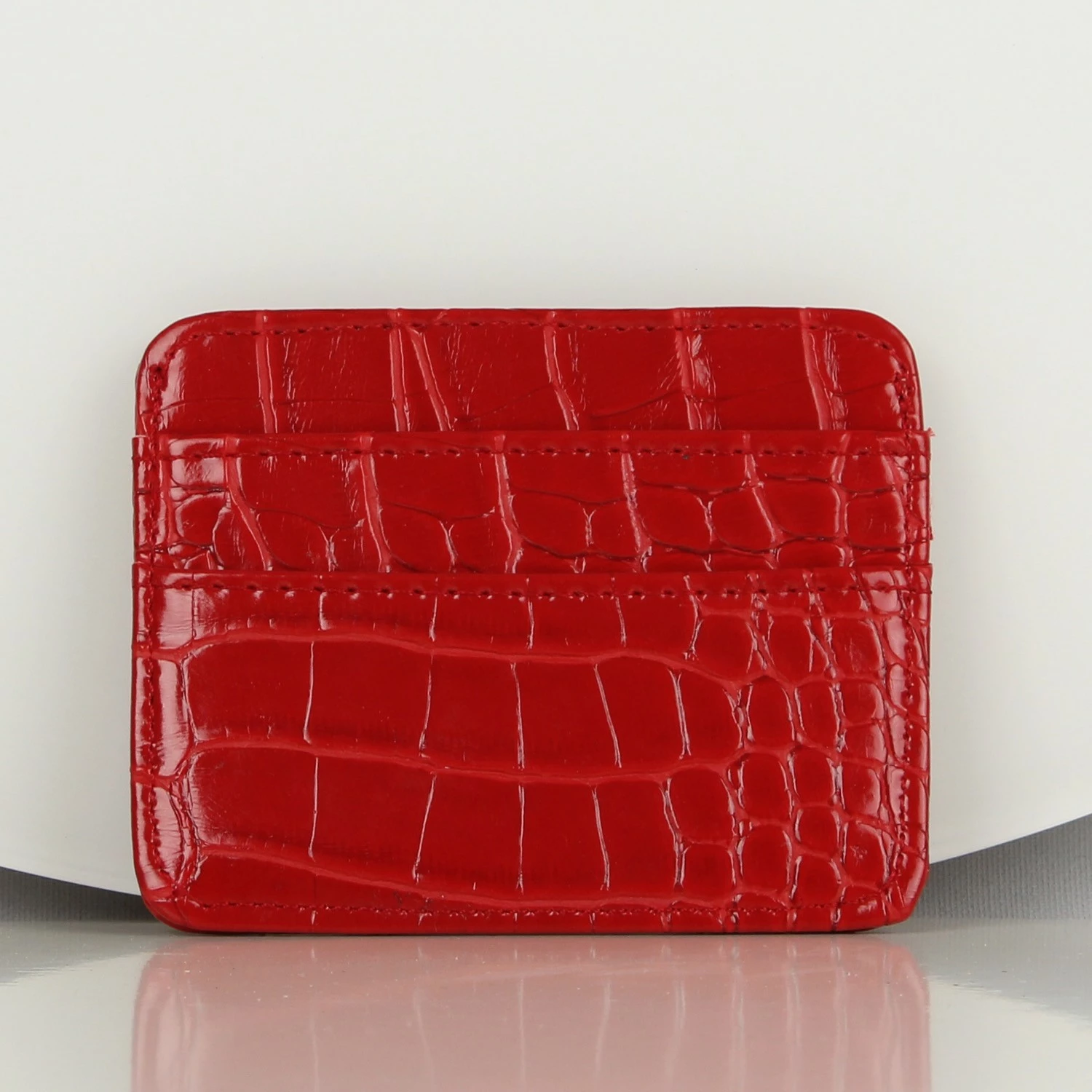 Portofol prej lëkure, mbajtës kartelash, i kuq, Zoozie Bags, 2514