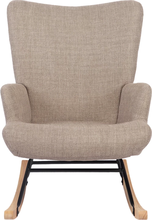 Karrige lëkundëse Jianna, stof gri-bezhë, këmbë ngjyrë natyrale, 79x64x89cm