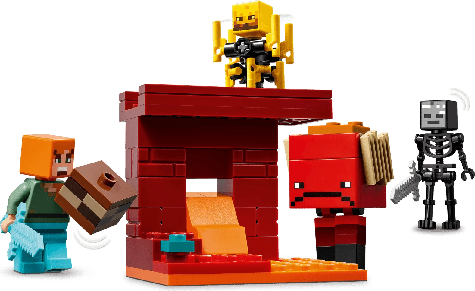 Set LEGO Minecraft The Nether Lava Battle 21266, 99 pjesë, 4 figura, 6+