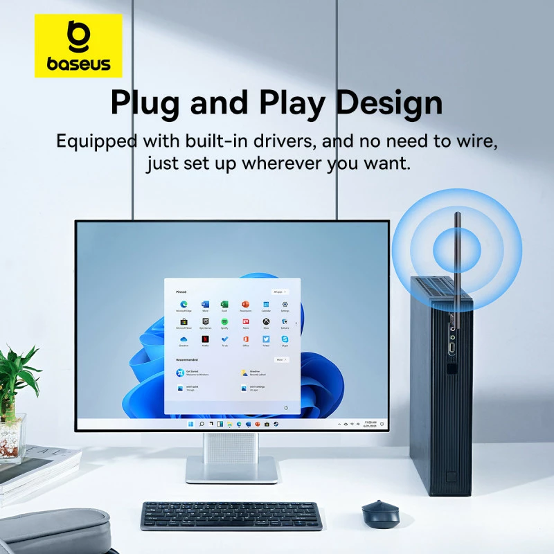Kartelë rrjeti USB Baseus BS-OH172, 300Mb/s, me antenë të jashtme, e zezë
