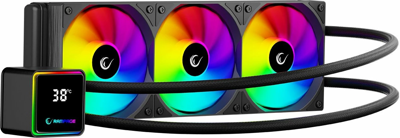 Ftohës uji AIO Rampage INFINITE V360 360mm, 3x120mm ARGB, i zi