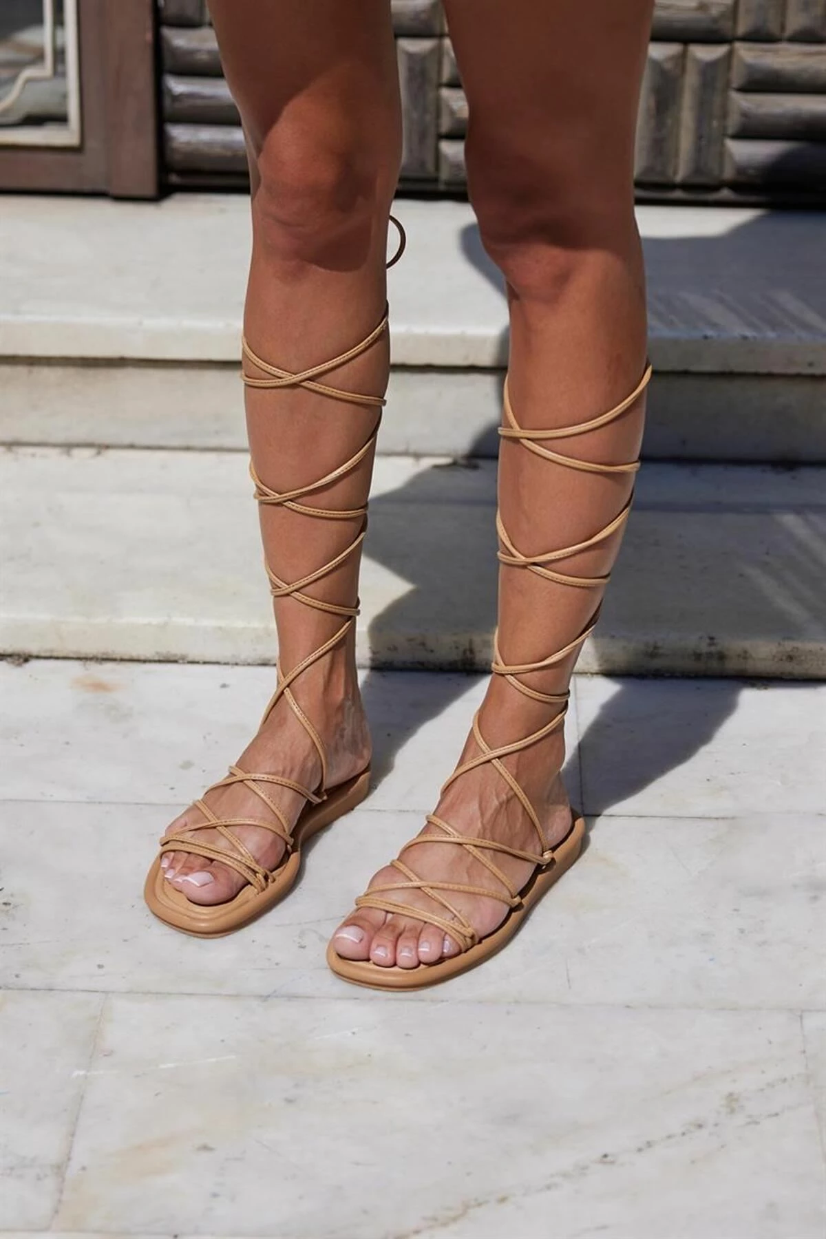 Sandale për gra, ngjyrë mink, Jumeon, MK1340222YR20-005