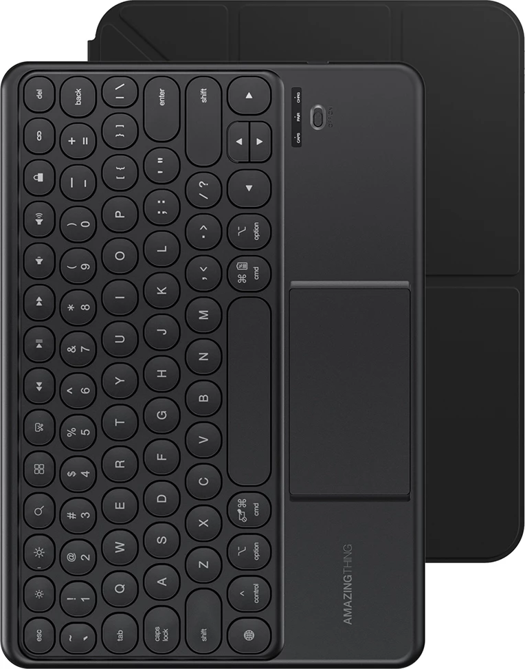 Mbështjellës me tastierë Bluetooth me touchpad, AmazingThing, Minimal Case KeyLite Combo, për iPad Air 11" (M3 2025), kënd i rregullueshëm, i zi