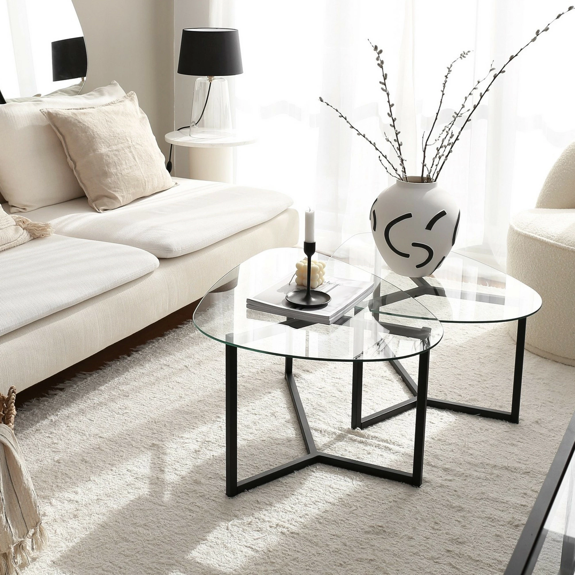 Set tavolinash kafeje Hanah Home, Bellisimo, e zezë mat