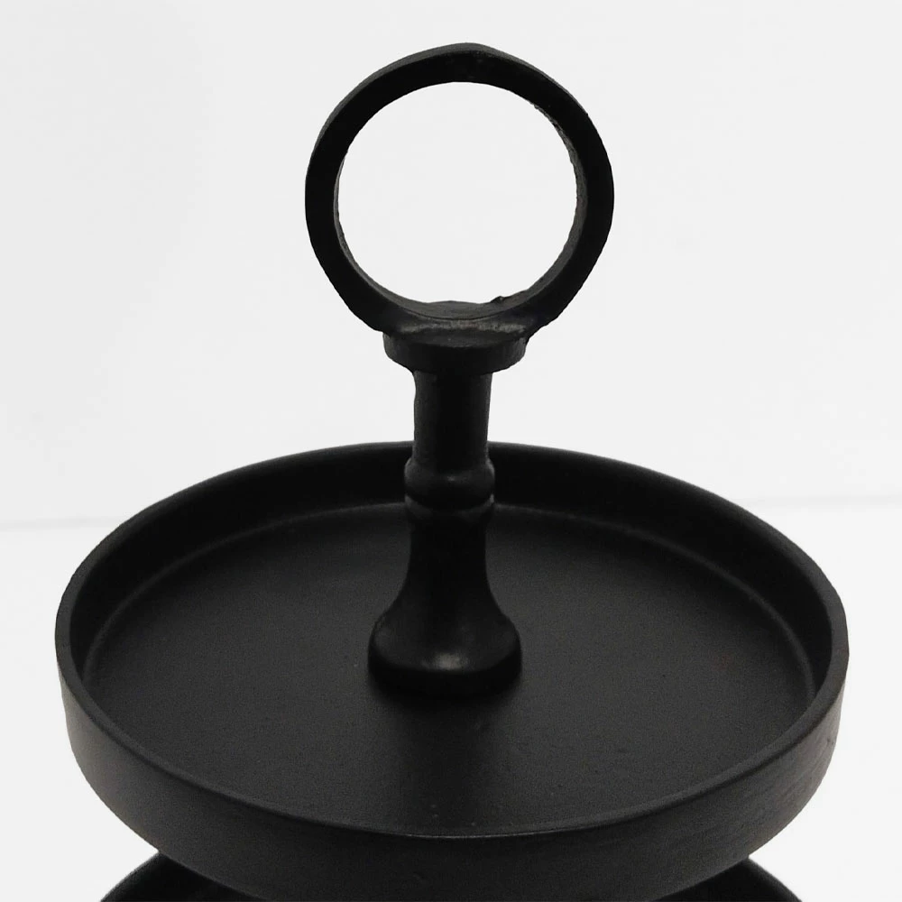 Stendë servirëse 3 nivele, alumin, e zezë, 20x20x35cm