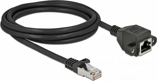 Kabllo zgjatës rrjeti DeLOCK Cat6A S/FTP, RJ45 mashkull në RJ45 femër, 1 m, e zezë