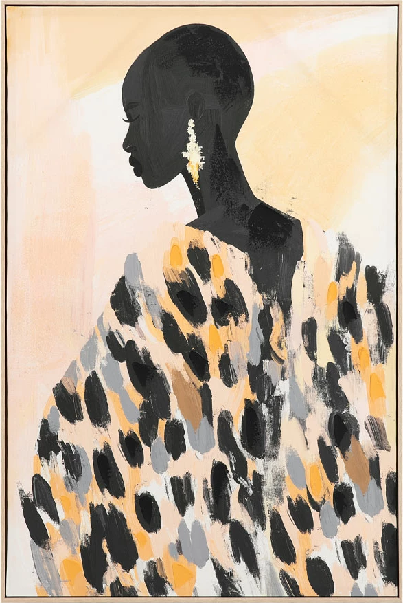 Pikturë dekorative VOIX NOIRE me kornizë druri natyral, 80x120x4cm, shumëngjyrëshe