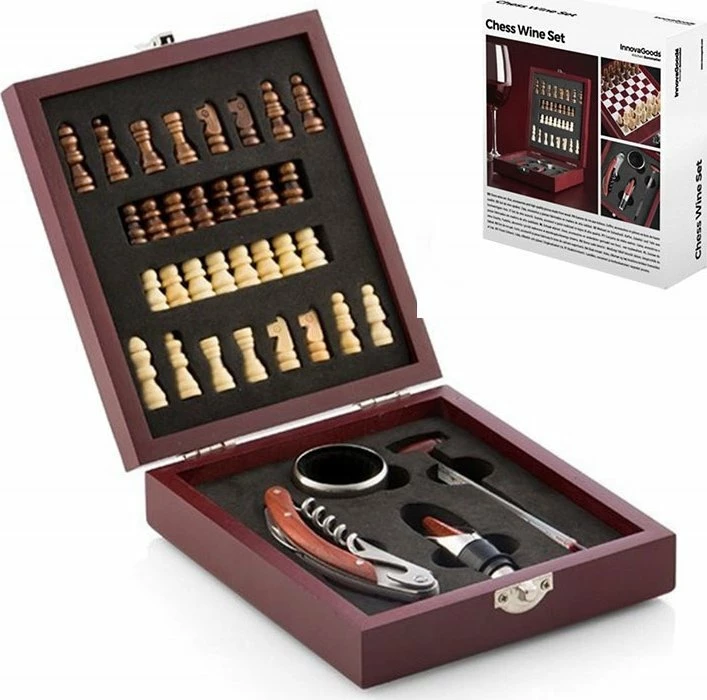 Set aksesorësh për verë dhe shah InnovaGoods Wine & Chess, 37 copë, shumëngjyrëshe