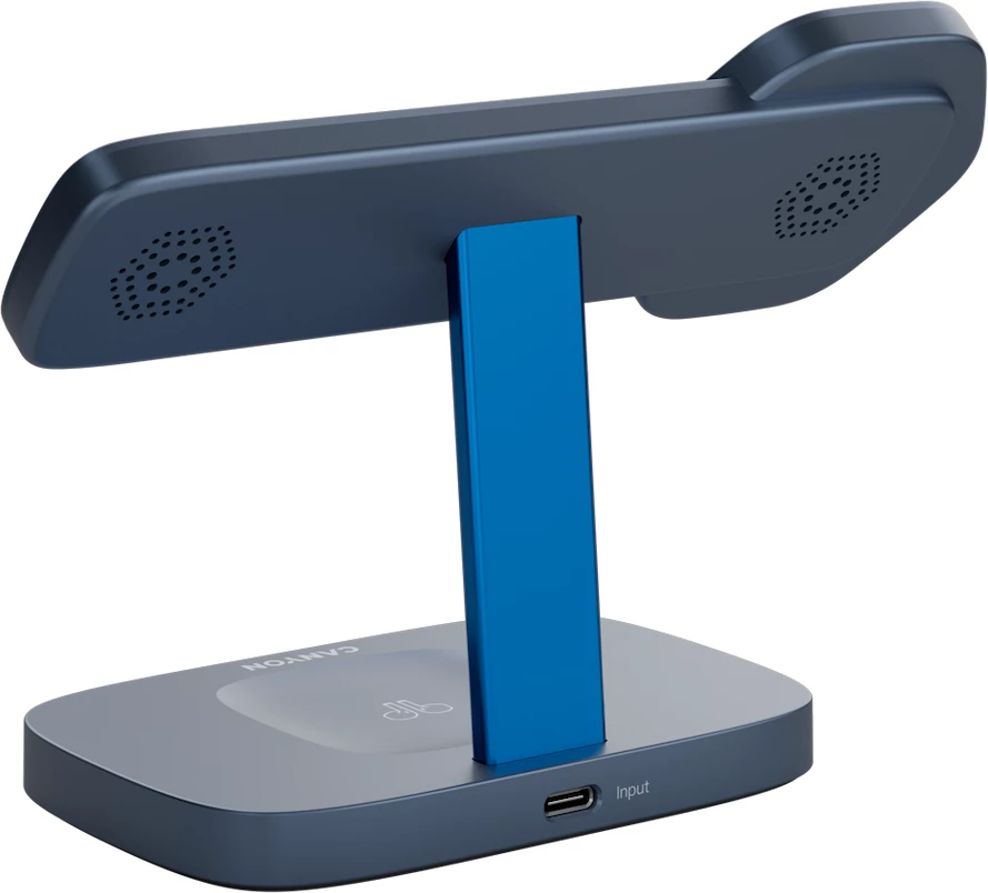 Stacion karikimi pa kabllo CANYON Hexagon WCS-310 3në1 15 W, Dark Grey/Blue, me adapter PD 20W + kabllo USB-C