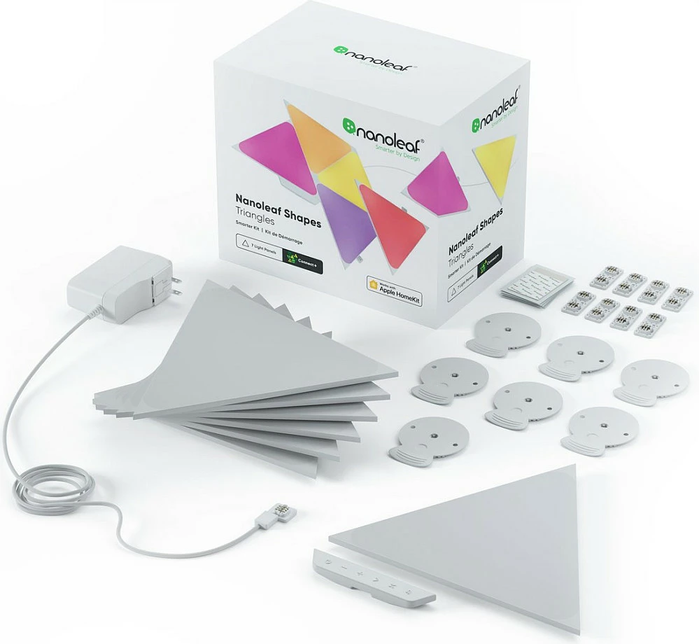 Panele drite LED smart Nanoleaf Shapes Triangles Starter Kit, 15 copë, RGB, e bardhë