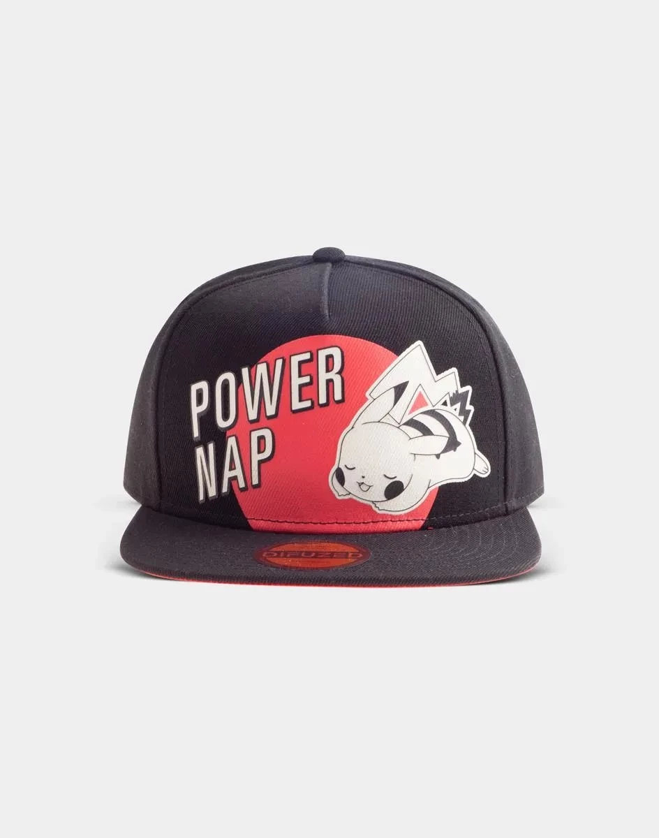 Kapelë snapback Difuzed Pokémon Power Nap Pikachu, e rregullueshme, e zezë/kuqe