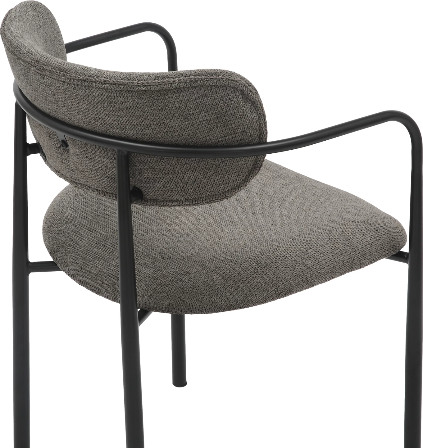 Karrige për ngrënie KRITTER FH9994.02 metal i zi-pëlhurë gri e errët 58x53x76Hcm, set prej 2 copash